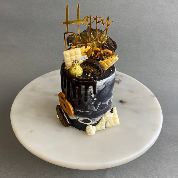 Black And Gold Drip Birthday Cake